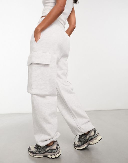 Topshop oversized cuffed sweatpants in gray heather