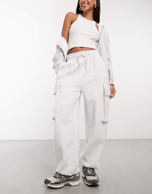 ASOS DESIGN oversized wide leg sweatpants in gray heather with