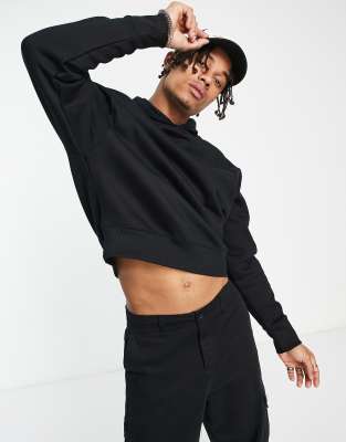 ASOS DESIGN heavyweight oversized cropped hoodie in black | ASOS