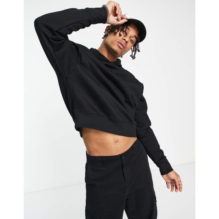 Black sweatshirt cropped hot sale