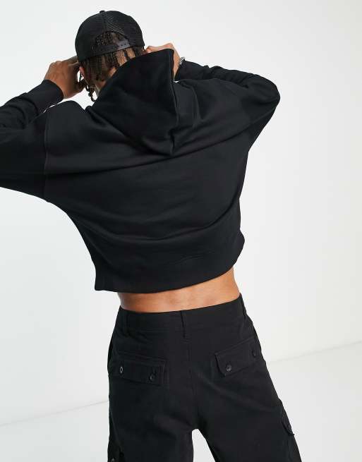 ASOS DESIGN heavyweight oversized cropped hoodie in black