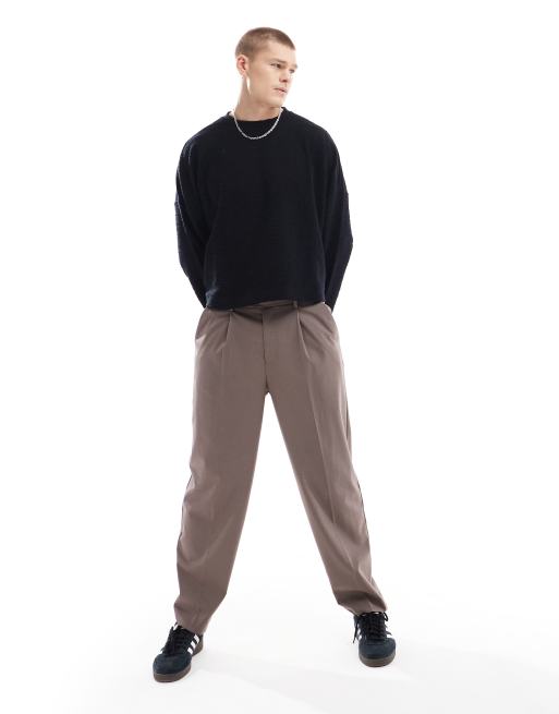 ASOS DESIGN heavyweight oversized cropped long sleeve t-shirt in textured neppy brown, 4 of 4