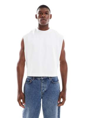 Asos Design Heavyweight Oversized Cropped Tank In White