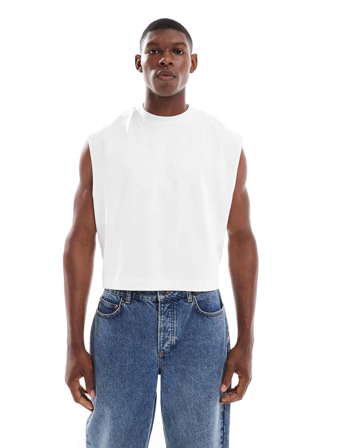 ASOS DESIGN heavyweight oversized cropped tank in white