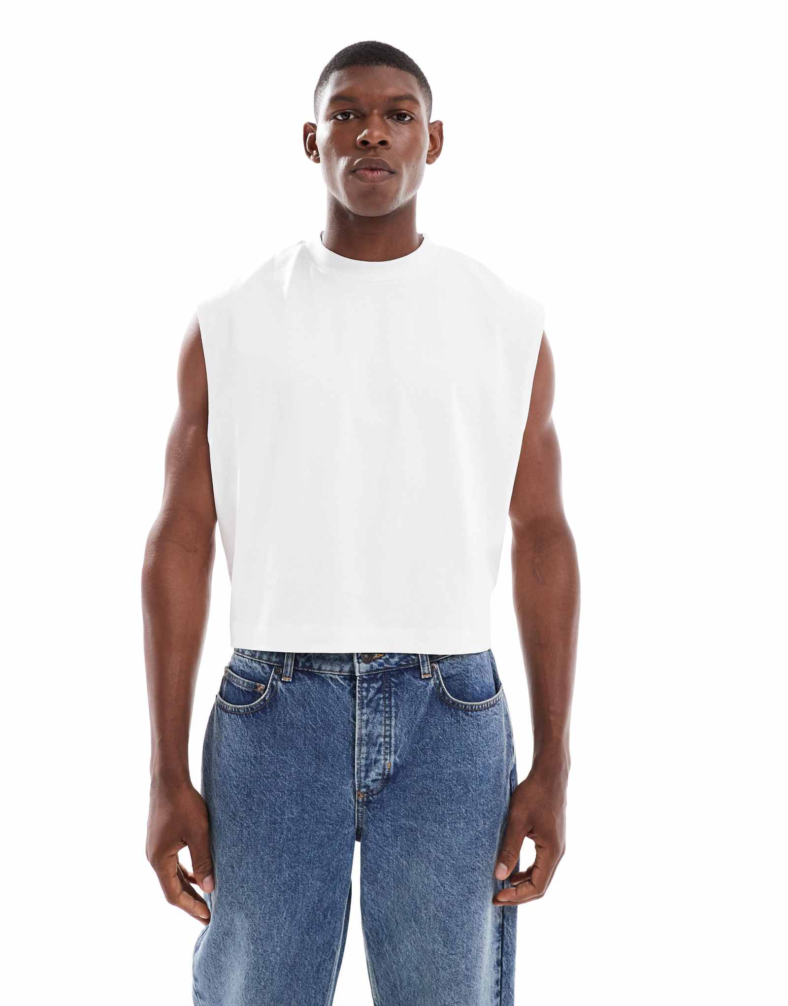 Укороченная майка большого размера от ASOS DESIGN в тяжелом весе белого цвета