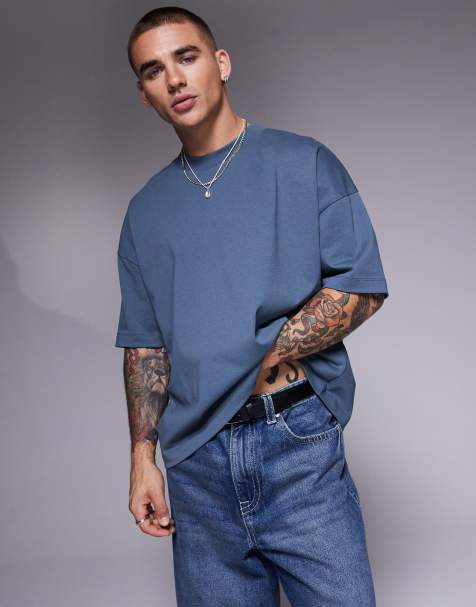 ASOS DESIGN heavyweight oversized drop shoulder t-shirt in charcoal - view 1