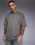 [ASOS DESIGN] ASOS DESIGN heavyweight oversized drop shoulder t-shirt in khaki-Green XL SMOKEY OLIVE