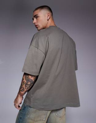 Asos Design Heavyweight Oversized Drop Shoulder T-shirt In Green
