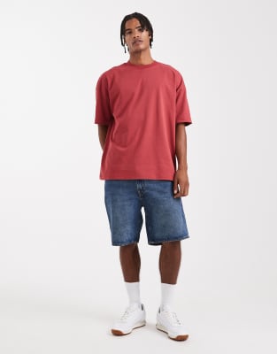 Asos Design Heavyweight Oversized Drop Shoulder T-shirt In Red