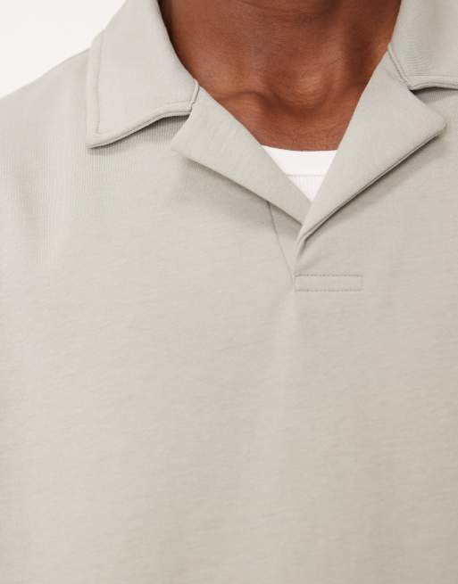 ASOS DESIGN heavyweight oversized half sleeve revere polo in sage soft touch, 5 of 5