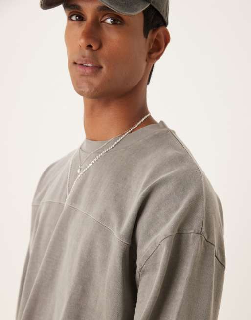 ASOS DESIGN heavyweight oversized half sleeves t-shirt in charcoal