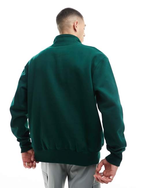 ASOS DESIGN oversized half zip polar fleece sweatshirt in green