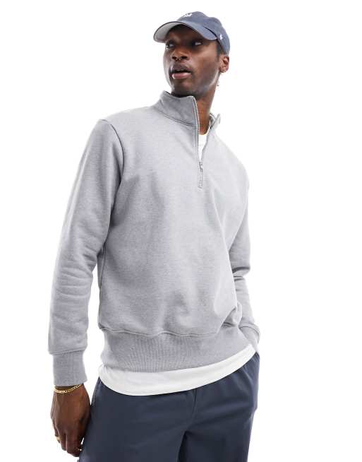 ASOS DESIGN heavyweight oversized half zip sweatshirt in gray heather