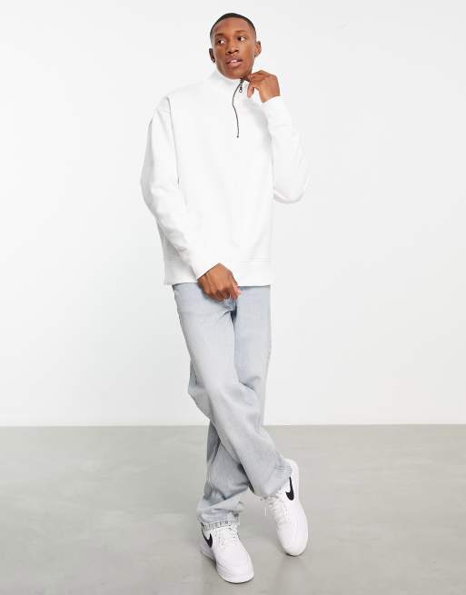 ASOS DESIGN heavyweight oversized half zip sweatshirt in soft white