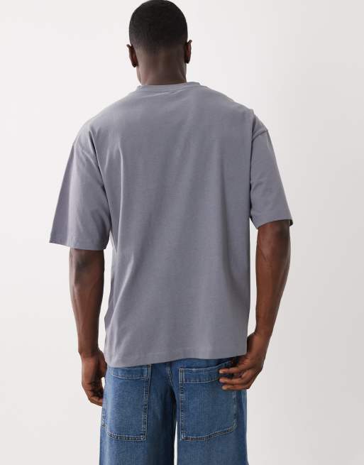 ASOS DESIGN heavyweight oversized Henley t-shirt with 98 graphic in washed grey, 5 of 5