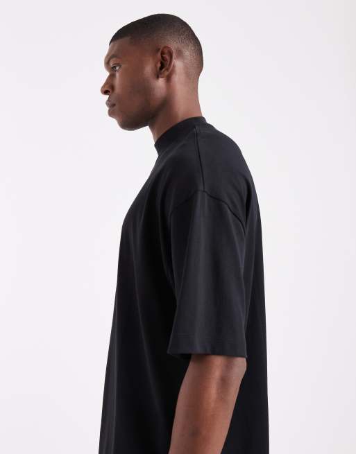 ASOS DESIGN heavyweight oversized high neck T-shirt in black , 4 of 5