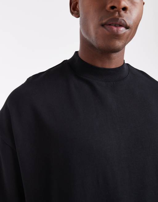 ASOS DESIGN heavyweight oversized high neck t-shirt in black