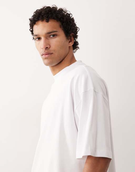 ASOS DESIGN heavyweight oversized high neck T-shirt in white, 5 of 5