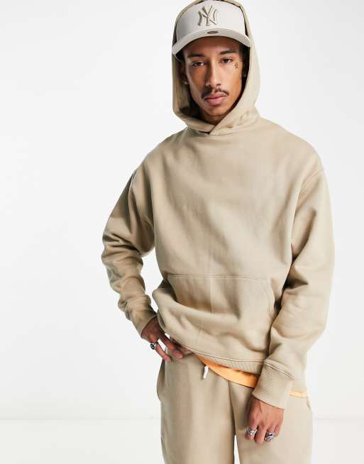 ASOS Design Heavyweight Oversized Hoodie in Tan Brown