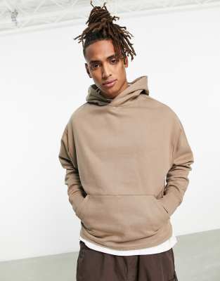 Asos Design Heavyweight Oversized Hoodie In Beige-neutral