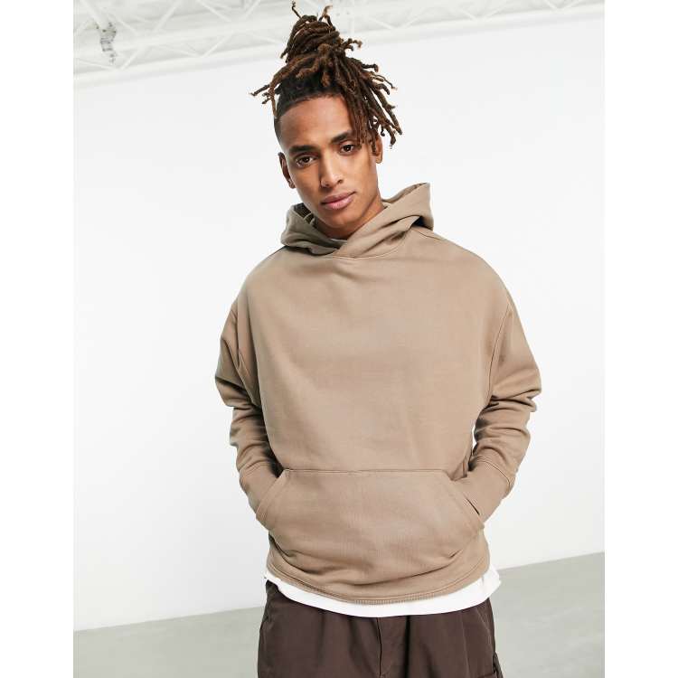 ASOS Design Heavyweight Oversized Hoodie in Tan Brown