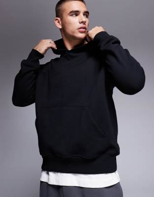 Asos Design Extreme Oversized Hoodie With Chest Prints In Black