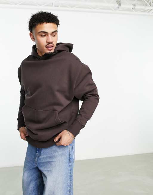 ASOS Oversized Hoodie In Brown in Black for Men