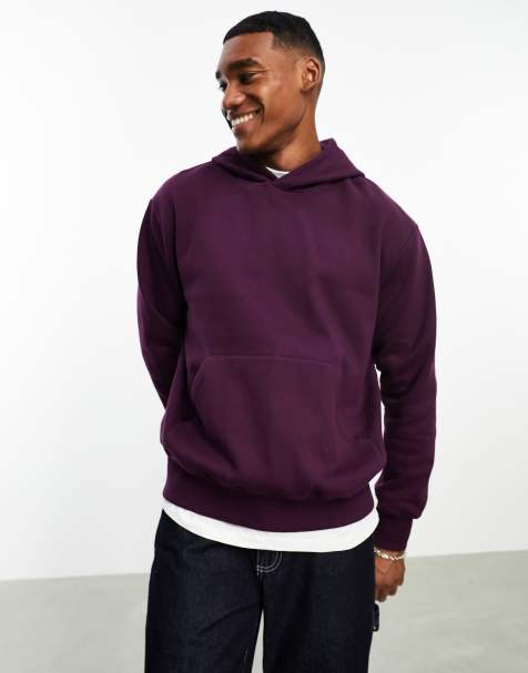 Men s Purple Hoodies Zip Up Dark Purple Sweatshirts ASOS