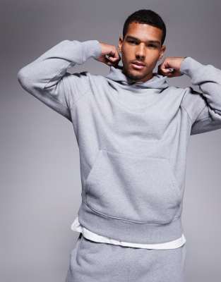 Asos Design Oversized Polar Fleece Hoodie In Gray Heather-grey