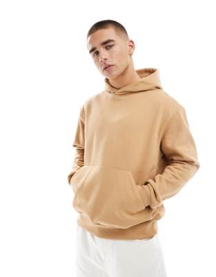 Asos Design Heavyweight Oversized Hoodie In Light Brown