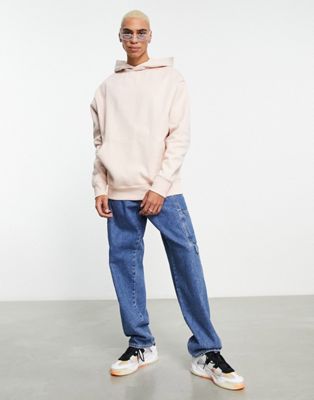 ASOS DESIGN heavyweight oversized hoodie in light pink