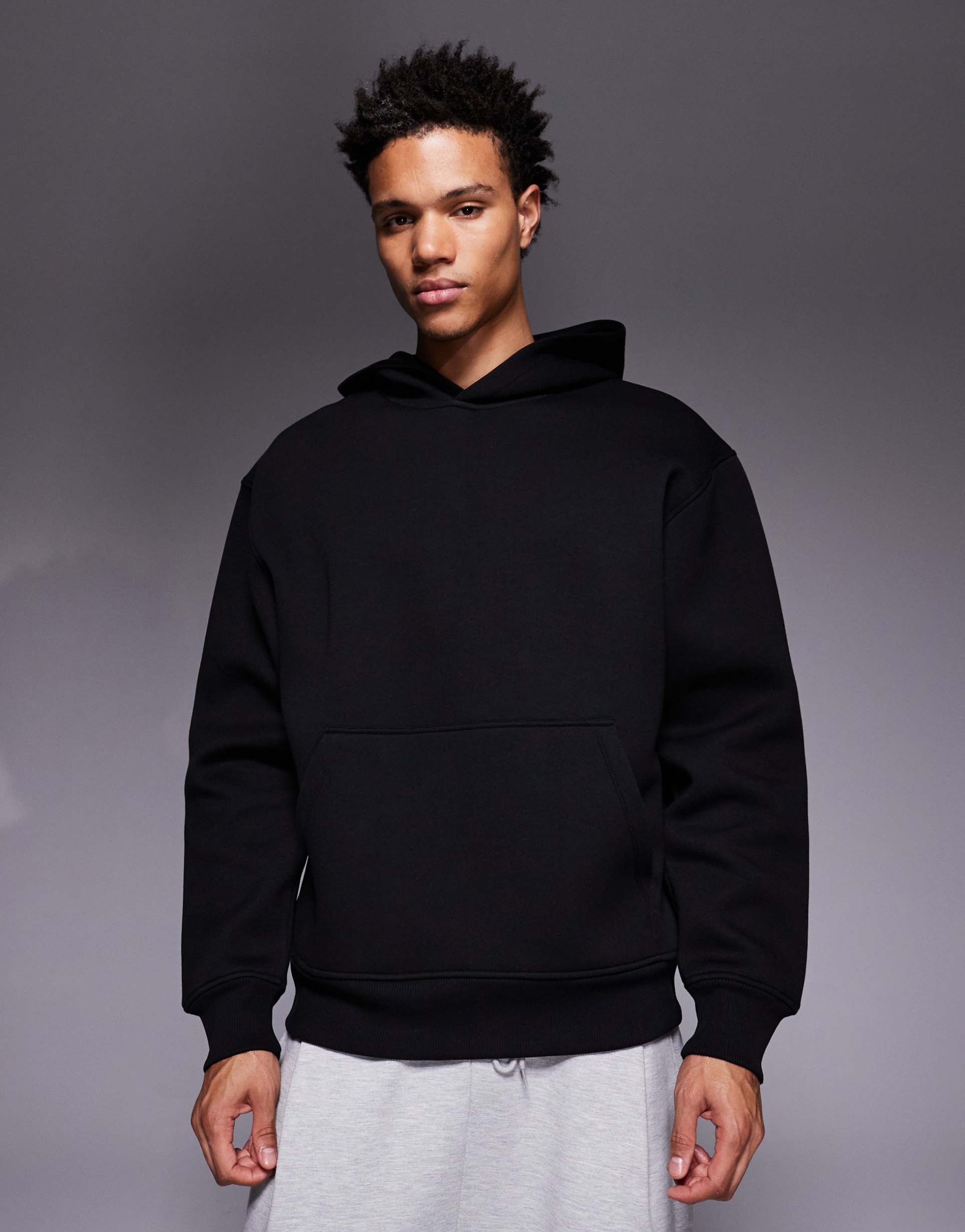 ASOS DESIGN heavyweight oversized  hoodie in scuba-style fabric in black  - BLACK