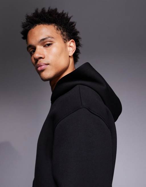 ASOS DESIGN heavyweight oversized  hoodie in scuba-style fabric in black  - BLACK, 4 of 5
