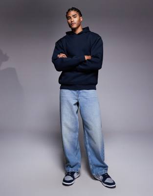 Asos Design Heavyweight Oversized Hoodie In Blue