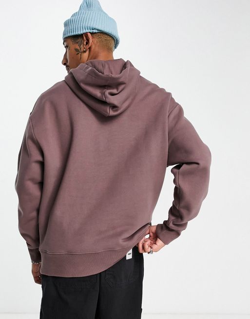 ASOS DESIGN heavyweight oversized zip through hoodie in washed brown