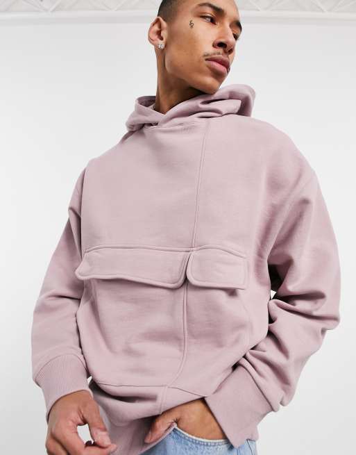 ASOS DESIGN heavyweight oversized hoodie with double pocket in pink