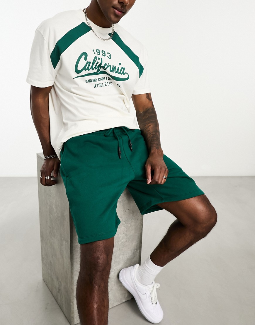 ASOS DESIGN heavyweight oversized jersey shorts in green