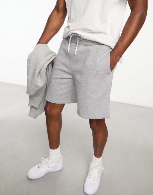 ASOS Design Oversized Jersey Shorts in Gray marl-Grey