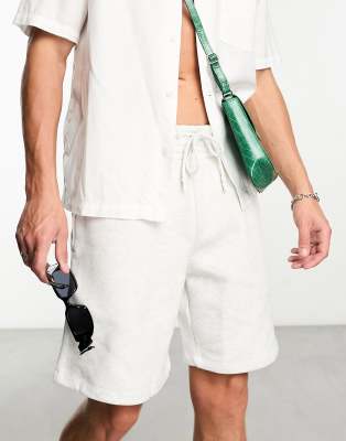 ASOS DESIGN ASOS DESIGN heavyweight oversized jersey shorts in light grey marl - WHITE