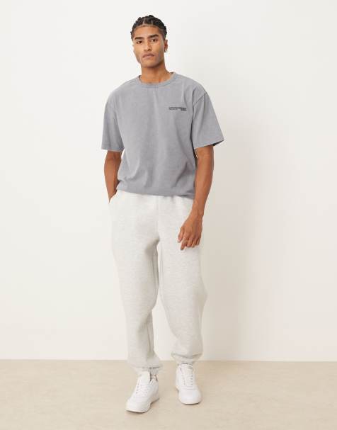 ASOS DESIGN heavyweight oversized jogger in scuba-style fabric in ice marl  - WHITE - view 1
