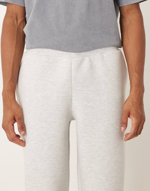 ASOS DESIGN heavyweight oversized jogger in scuba-style fabric in ice marl  - WHITE, 4 of 5