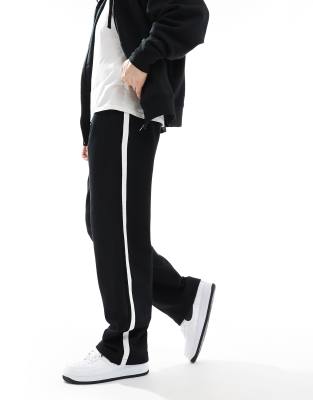 Asos Design Heavyweight Oversized Jogger With Side Stripe 400Gsm In Black