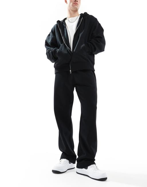 ASOS DESIGN heavyweight oversized jogger with side stripe 400gsm in black, 3 of 5