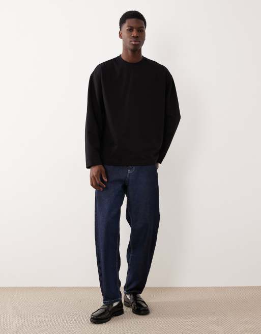 ASOS DESIGN heavyweight oversized long sleeve t-shirt in black soft touch, 2 of 5