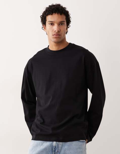 ASOS DESIGN heavyweight oversized long sleeve T-shirt in black - view 1