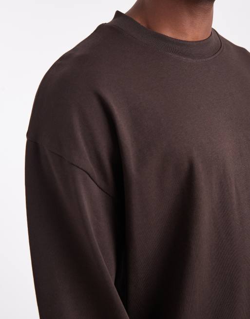 ASOS DESIGN heavyweight oversized long sleeve T-shirt in brown