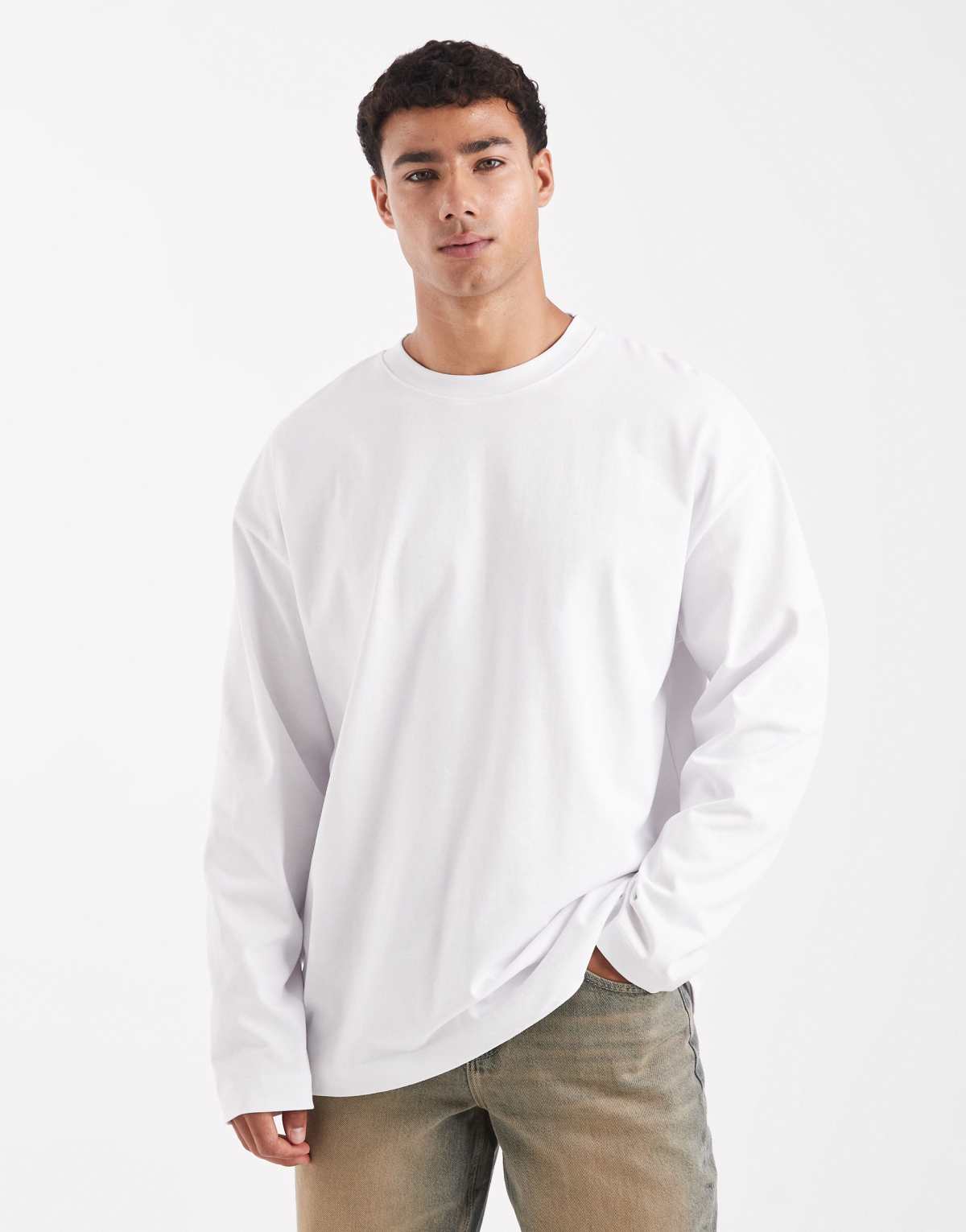 ASOS DESIGN heavyweight oversized long sleeve t-shirt in white