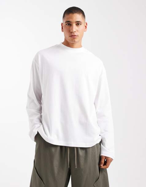 ASOS DESIGN heavyweight oversized long sleeve T-shirt in white - view 1