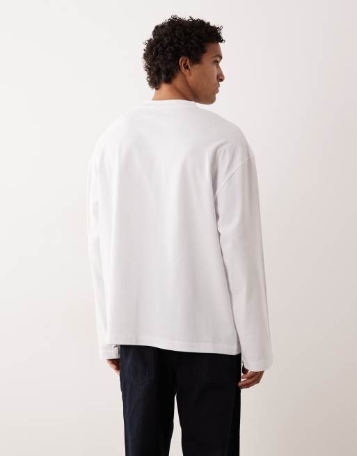 ASOS DESIGN heavyweight oversized long sleeve t-shirt in white, 3 of 5