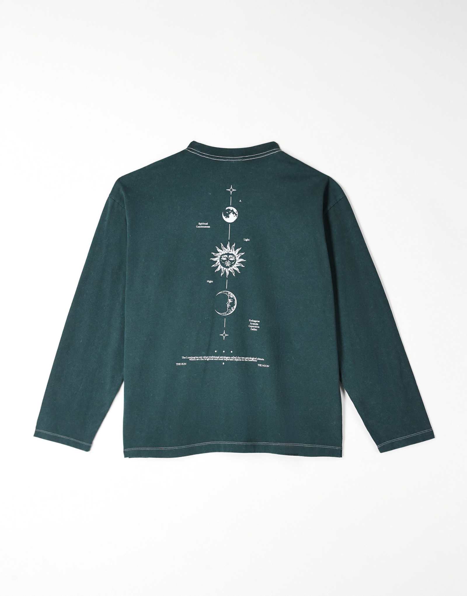 ДИЗАЙНЕРСКАЯ футболка ASOS DESIGN heavyweight oversize с длинным рукавом и рисунком celestial spine зеленого цвета